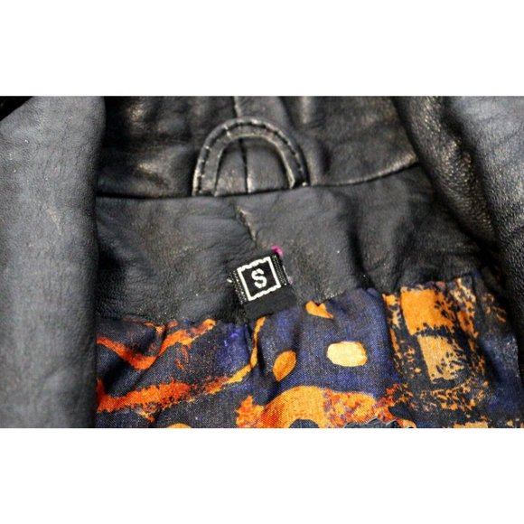 Vtg 80s ECHTES Leder Women's Leather Trench Coat Jacket Embroidered Detail Sz S - Picture 10 of 12